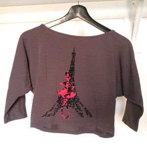 Forever 21 Grey Paris Eifel Tower Crop Top - S